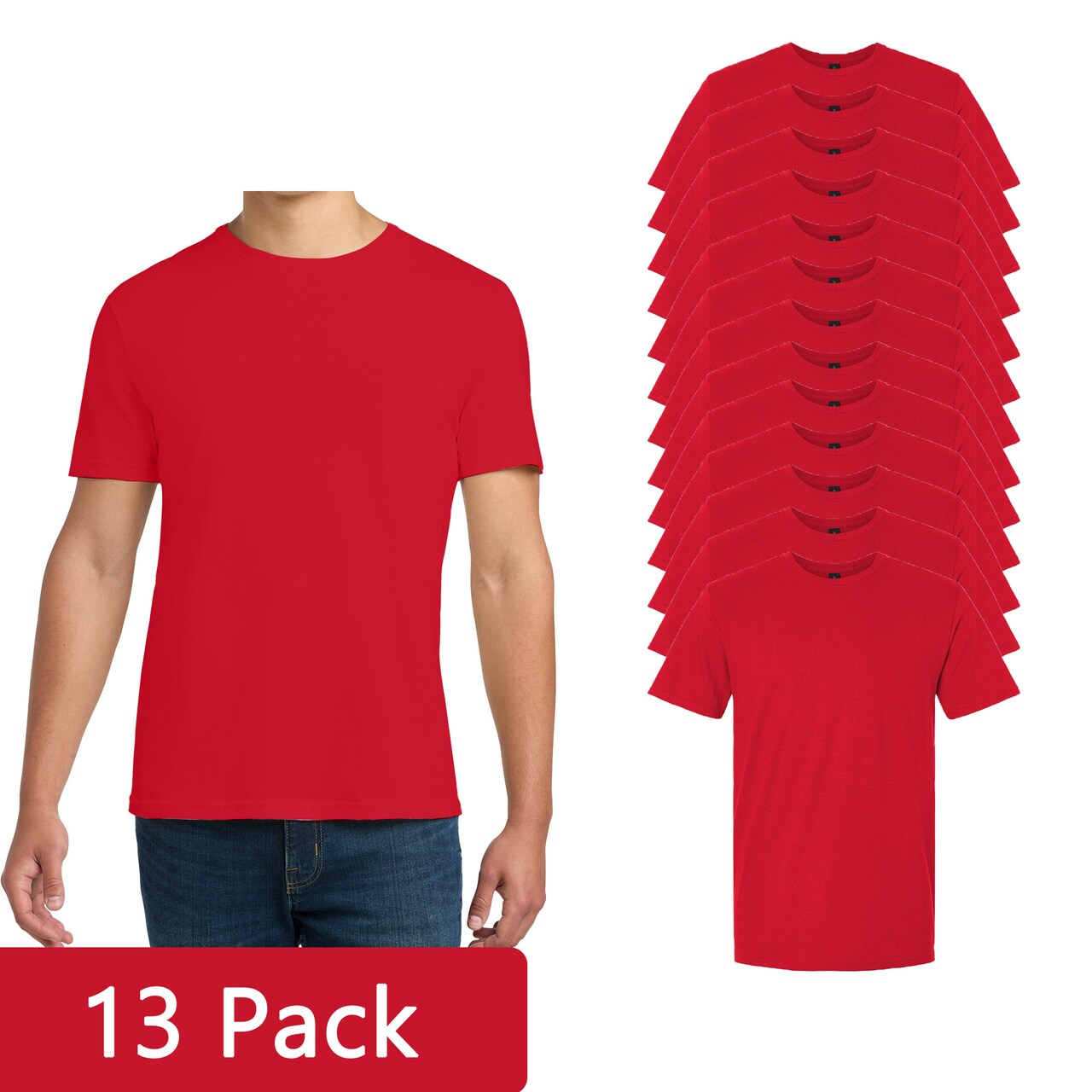 Gildan Men's Softstyle Cotton T-Shirt, Adult Short Sleeve Blank for Screen Printing, Red, 3–15 Pack